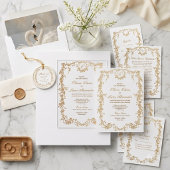 Koninklijk wit en goud chic bloem bruiloft ronde sticker
