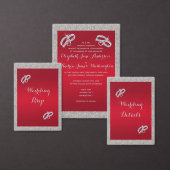 Elegante Ruby Rode & Sparkly Zilveren Ringen Bruil Handwaaier (Personaliseer de collectie van deze zelfstandige maker.)