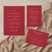 Elegant Ruby Red Modern Wedding Program Handwaaier (Personaliseer de collectie van deze zelfstandige maker.)