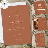 Elegant Rust Terracotta Minimalist Wedding Informatiekaartje