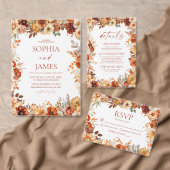 Elegante Rustieke Herfst Bloemige Trouw QR Code RSVP Kaartje (Personaliseer de collectie van deze zelfstandige maker.)