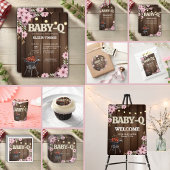 Elegante rustieke Bloemen Baby-Q Grill Baby shower Bedankkaart