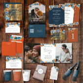 Boho Navy Blue en Rust Terracota Vrijgezellenfeest Kaart