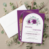 Elegante rustieke Paarse blos bloemenbruiloft Save The Date (Personaliseer deze collectie van deze onafhankelijke maker. Test)