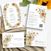 Elegant Sunflower Wedding Programmakaart