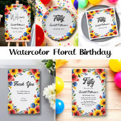 Elegante Waterverf Abstract Elegant 50ste Verjaard Kaart