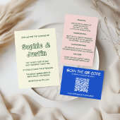 Moderne Blauwe QR Code Huwelijksreactiekaart RSVP Kaartje
