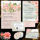 Elegante perzik en salie groene bruiloft uitnodigi save the date