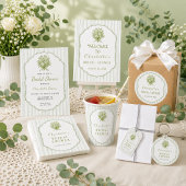 Elegante saliegroene bruidsdouche cadeaulabel