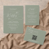 Elegant minimalistisch script Sage Groene foto bru Kaart (Personaliseer de collectie van deze zelfstandige maker.)