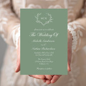 Elegant Sage Green Monogram Save the Date Photo Kaart