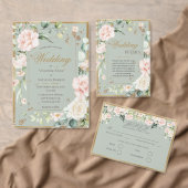 Monogram Floral roze Waterverf sparen de Datum Briefkaart (Personaliseer de collectie van deze zelfstandige maker.)