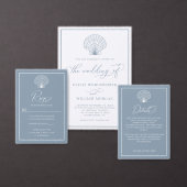 Elegante strand Scallop Shell Stoffig Blauw Bruilo RSVP Kaartje (Personaliseer de collectie van deze zelfstandige maker.)