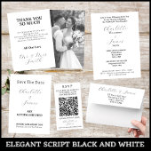 Elegant Script zwart-wit foto bruiloft Servet