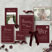 Elegant Script Overlay Wedding Photo Thank You Briefkaart