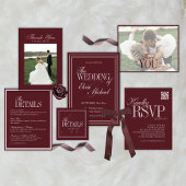Elegant Script Burgundy Red Formal Wedding  Kaart