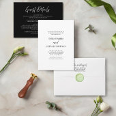 Elegant Script Wit Minimale Bruiloft Gast Details Informatiekaartje
