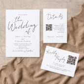 Elegante Script Kalligrafie Foto QR Code Huwelijk Kaart (Personaliseer de collectie van deze zelfstandige maker.)