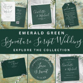 Budget Chic Emerald Script Weduwen Uitnodiging
