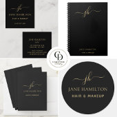 Moderne Zwarte Witte Monogram Script Naam Klembord