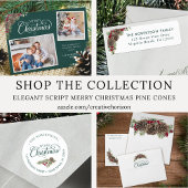 Rustic Winter Botanical Pine Cones Retouradres Etiket