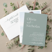 Moderne kalligrafie Script Sage Groene foto bruilo Kaart (Personaliseer deze collectie van deze onafhankelijke maker. Test)