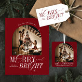 Vrolijk & Helder Rood Elegant Script Modern Kerstm Vierkante Sticker