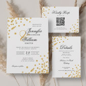 Huwelijk Elegant Romaans Script Gouden Confetti Acryl Uitnodigingen