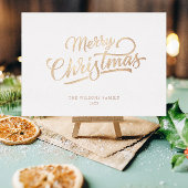 Minimaal Script Merry Christmas Gold Foil Ronde Sticker