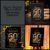 Elegante Stijlvolle Zwart Goud Mozaïek 60e Verjaar Papieren Bordje