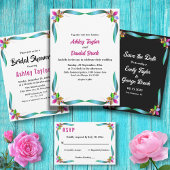 Elegant Colorful Roos Shiny Modern Floral Wedding Kaart