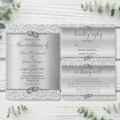 Silver Metallic Glitter Monogram Weddenschap Kaart (Personaliseer de collectie van deze zelfstandige maker.)