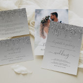 Chic Silver Driving Glitter Wedding Kaart