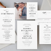 Klassieke zwart-wit bruiloft foto bedankkaart