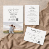 Minimalist Wedding Details Photo White Informatiekaartje (Personaliseer de collectie van deze zelfstandige maker.)