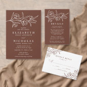 Schetste Bruine Bloemen Foto Huwelijk Gastenboek (Personaliseer de collectie van deze zelfstandige maker.)