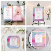 Elegante roze boog regenboog Waterverf eerste verj Papieren Bordje