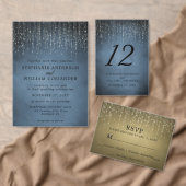 Elegant Sparking String Lights Navy Blue Wedding Plaatskaartje (Personaliseer de collectie van deze zelfstandige maker.)