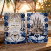 Vintage Gothic Cathedral Fairytale Swan Wedding Kaart