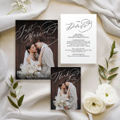 Elegante Spiraal Script Simpele QR-code Trouwen Kaart