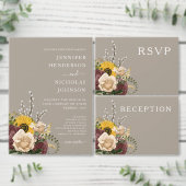 Elegant Taupe Floral Wedding Kaart (Personaliseer de collectie van deze zelfstandige maker.)