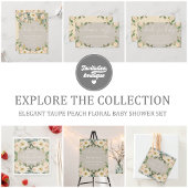 Taupe Peach Bloemen Baby shower Luier Raffle Informatiekaartje