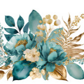 Elegant Blauwgroen & Goud Bloemen sparen de datum Kaart