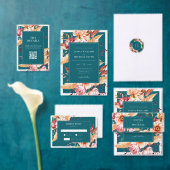 Elegante Blauwgroen Boho Chic Floral Wedding Servet (Personaliseer de collectie van deze zelfstandige maker.)