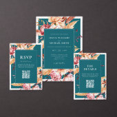 Elegante Blauwgroen Boho Chic Floral Wedding Servet (Personaliseer de collectie van deze zelfstandige maker.)
