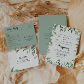 Elegant Tropisch Groen Bladgroen Kalligrafie Diner Menu