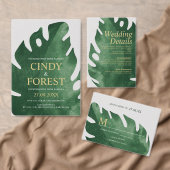 Elegante Tropische Groene Monstera Leaf Wedding Menu (Personaliseer de collectie van deze zelfstandige maker.)