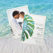 QR Code Tropical Greenery Monstera Wedding Details Informatiekaartje
