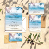 QR Code Tropisch Palm Beach All in One Trouwen Kaart
