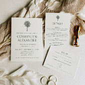 Elegant Tropisch Groen  Stijl Bruiloft RSVP Kaartje